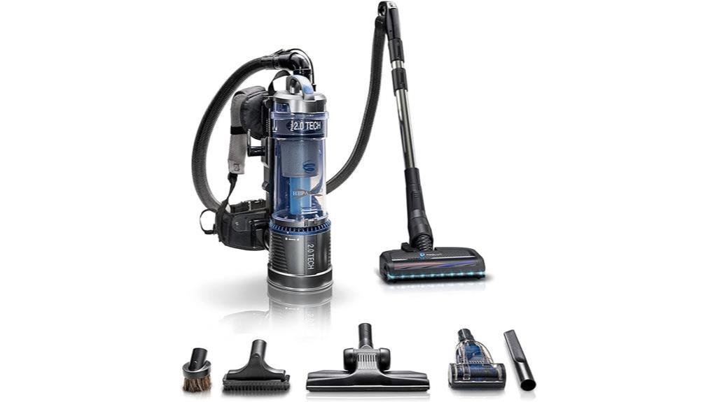 efficient bagless backpack vacuum