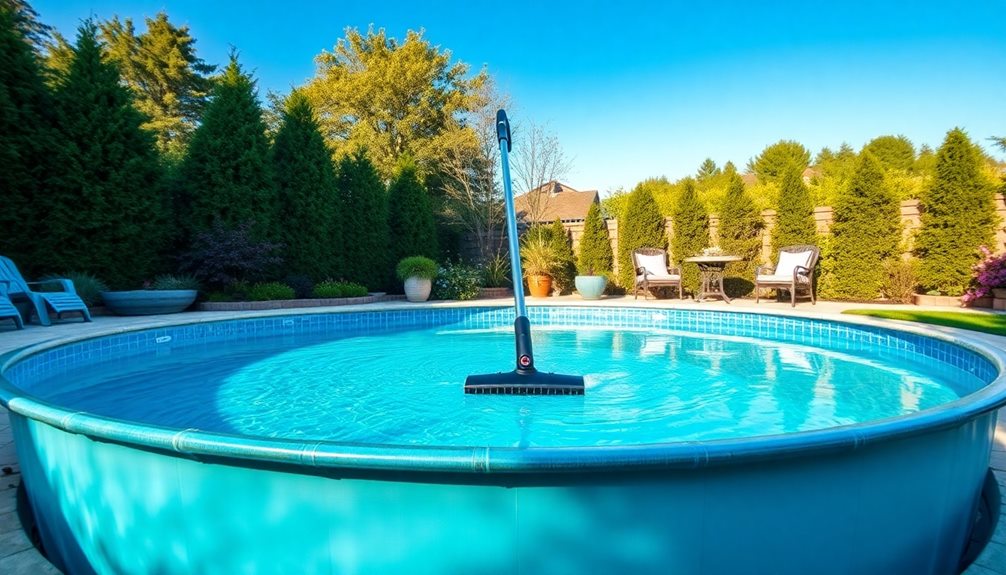 cleaning above ground pool vacuuming