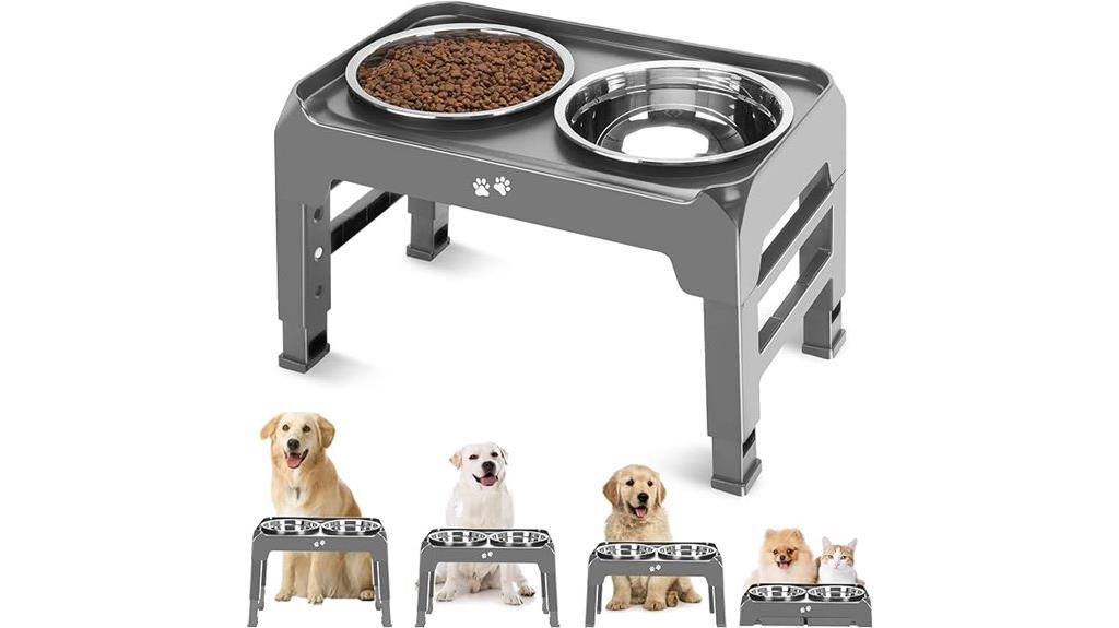 adjustable elevated stainless bowls