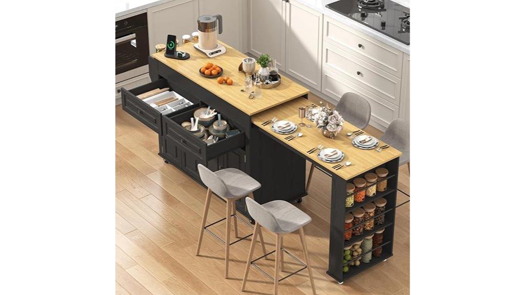 adjustable storage kitchen island
