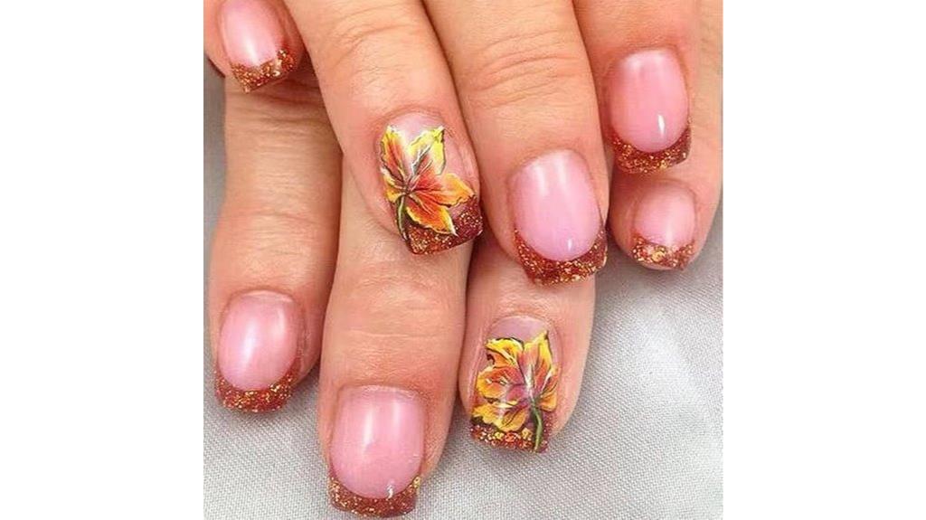 autumn glitter square nails