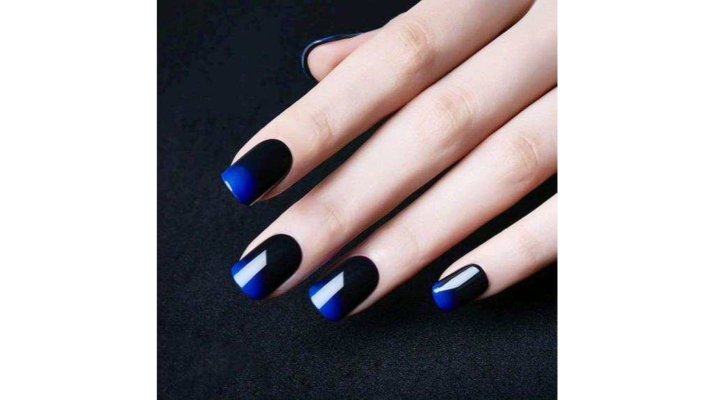 black blue gradient nails