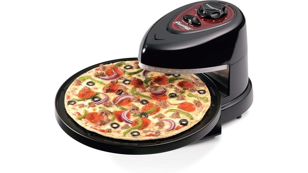 black rotating pizza oven