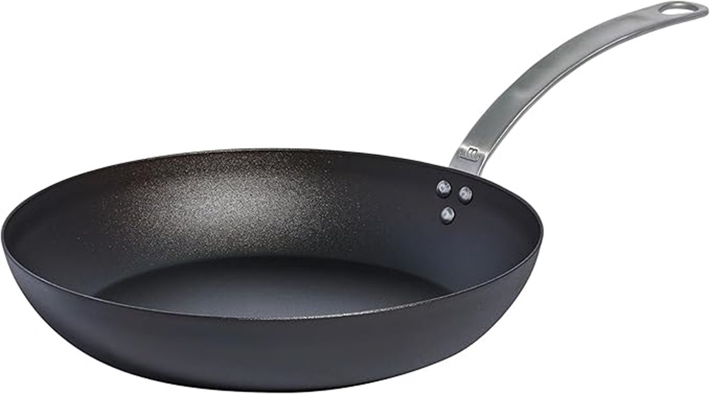 blue carbon steel frying pan