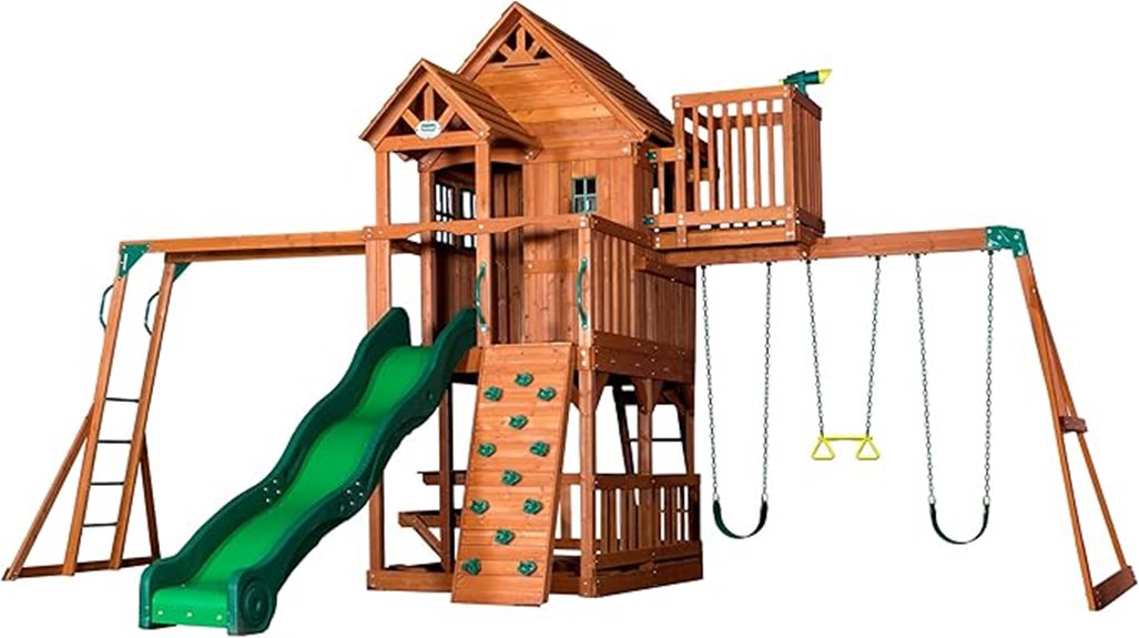 cedar wood playset features