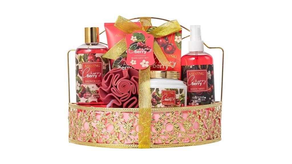 cherry scented spa gift basket