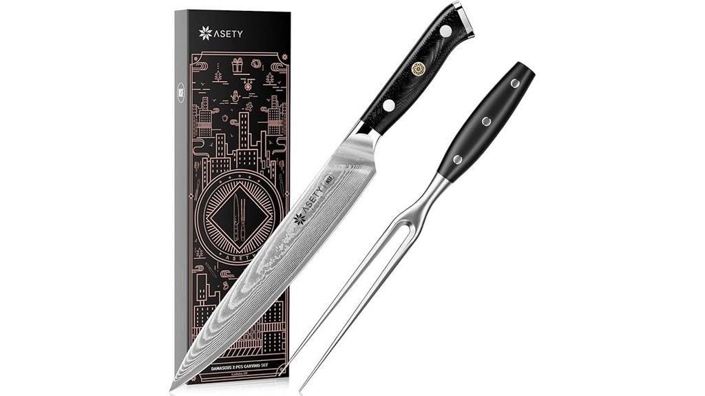 damascus blade carving set