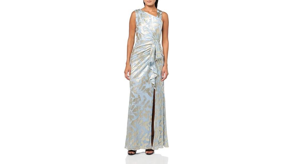 elegant metallic asymmetrical gown
