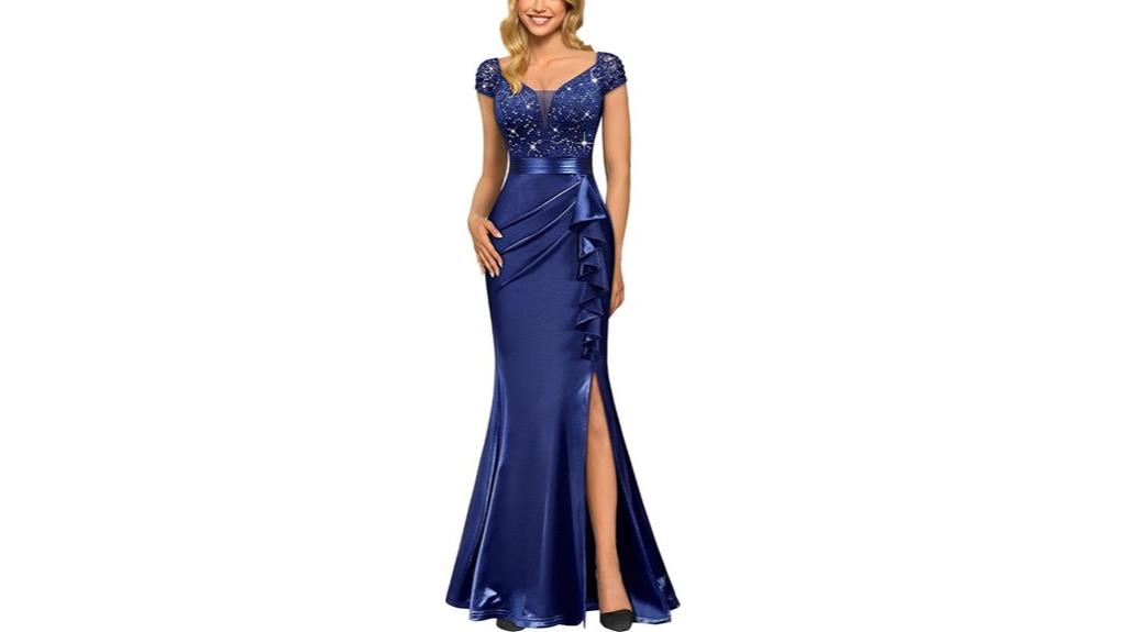 elegant v neck ruffle maxi