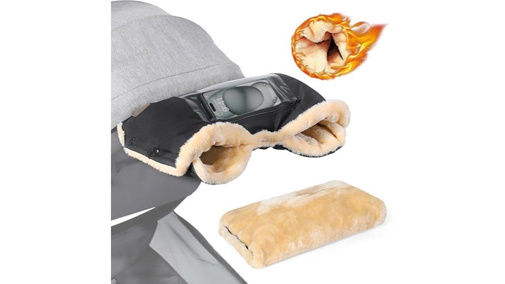 faux sheepskin gloves with phone