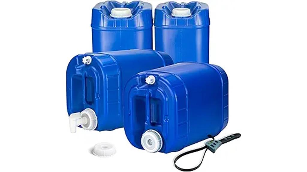 four 20 gallon water tanks