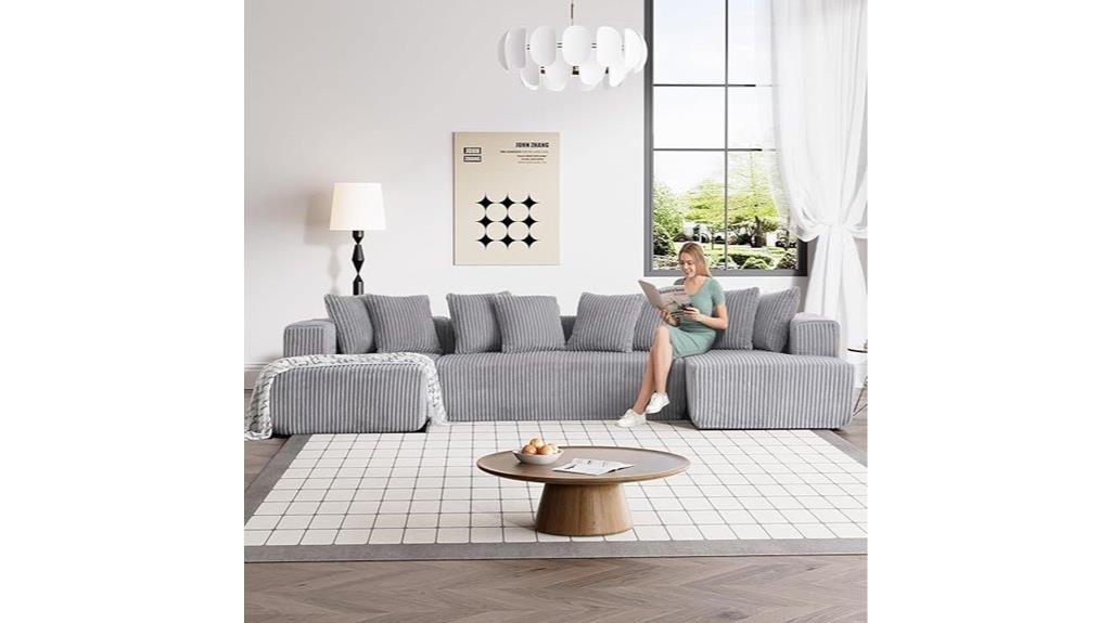 gray u shaped modular couch
