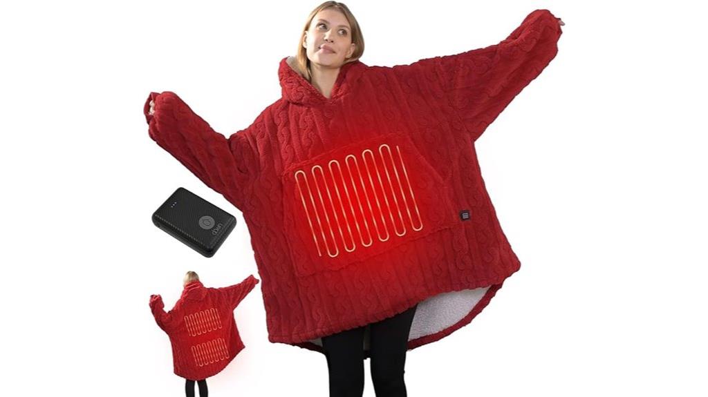 heated wearable blanket with battery