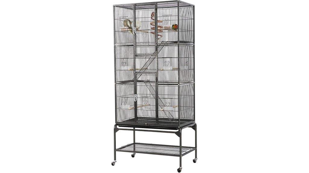 large parrot and bird cage
