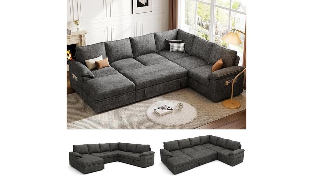 large u shaped sleeper couch