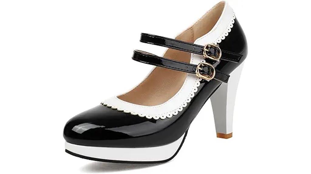 leather round toe pumps
