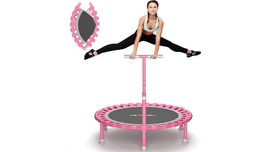 portable indoor trampoline with bar