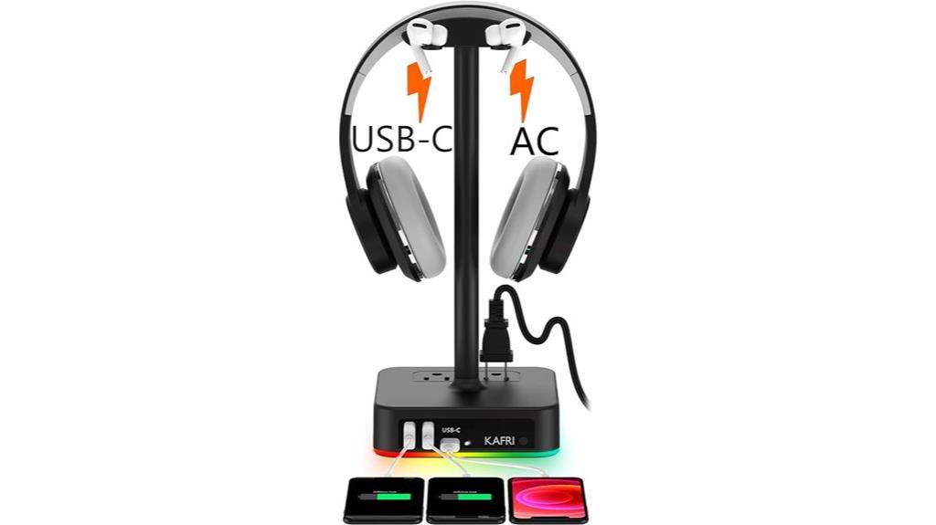 rgb headphone stand with ports