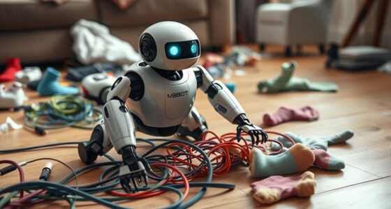 robots avoiding cords socks