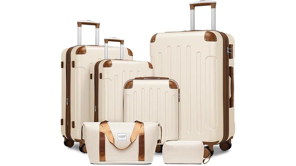 six piece spinner luggage set