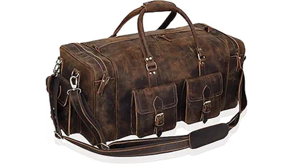 spacious leather travel bag