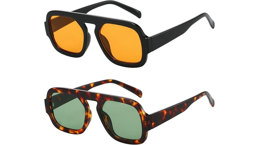 square aviator style sunglasses