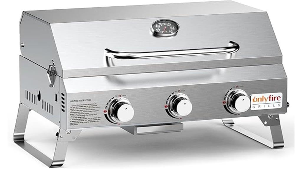 three burner foldable tabletop grill