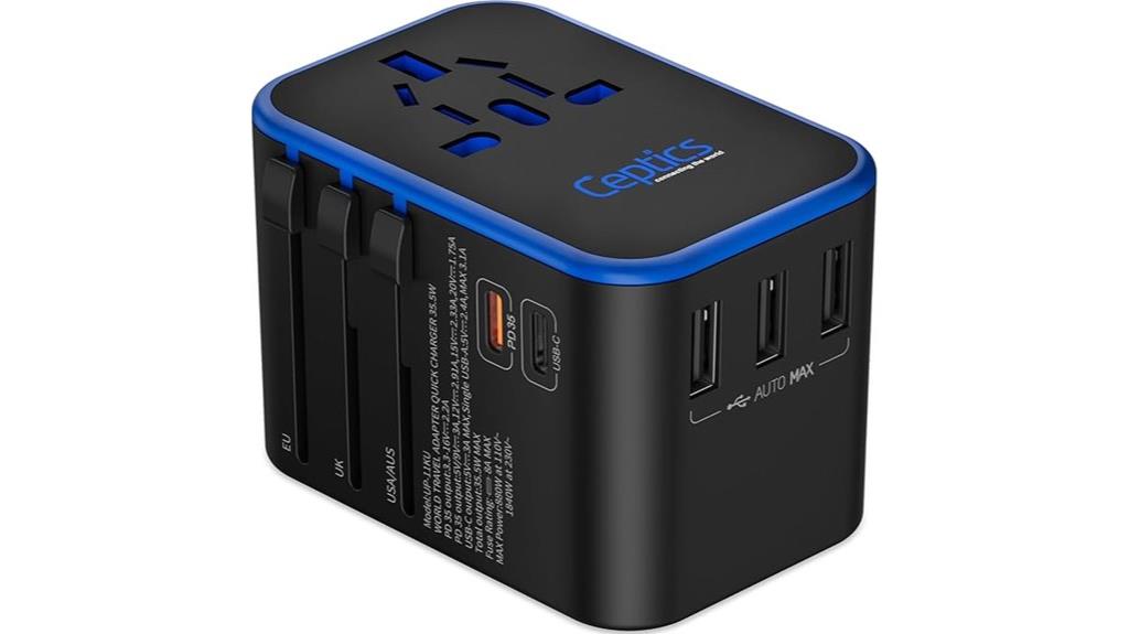 universal travel adapter with multiple usb ports
