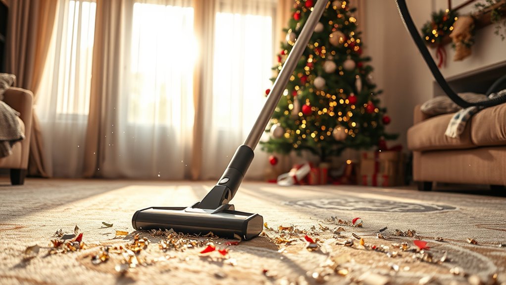vacuuming holiday decorations