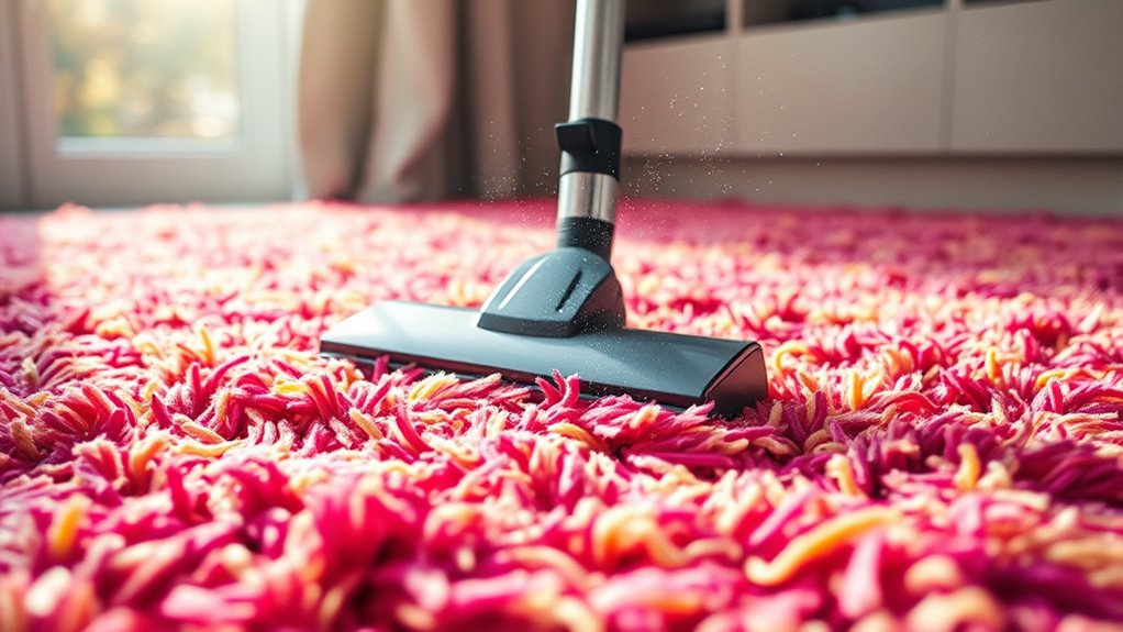 vacuuming long pile rugs