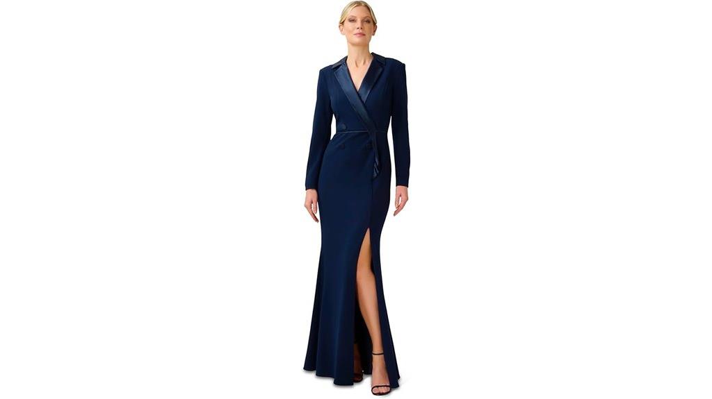 women s crepe tuxedo gown