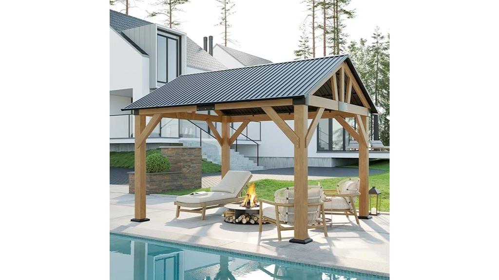 wood gazebo with guest house