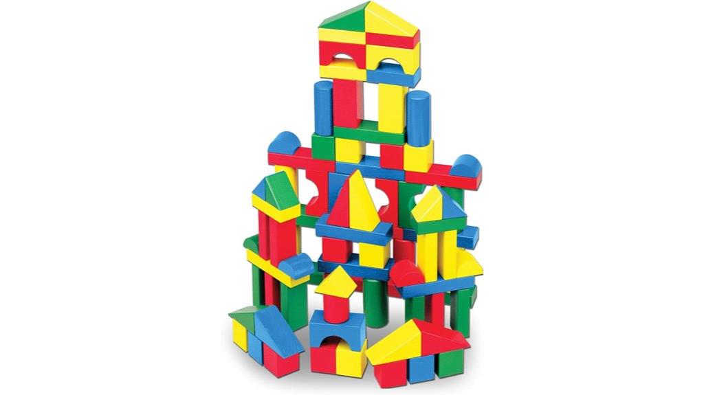 wooden 100 piece building blocks