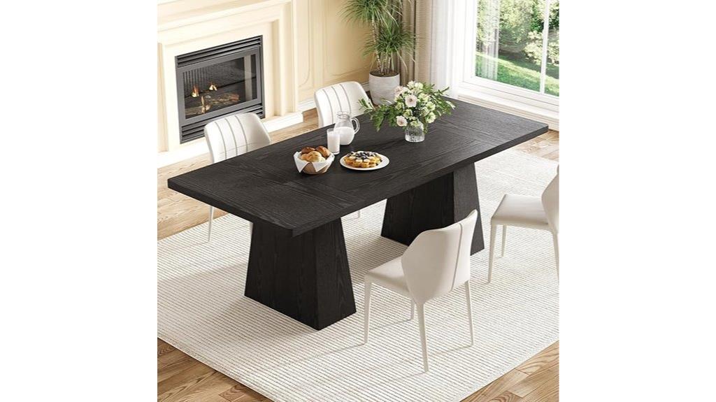 wooden six person dining table