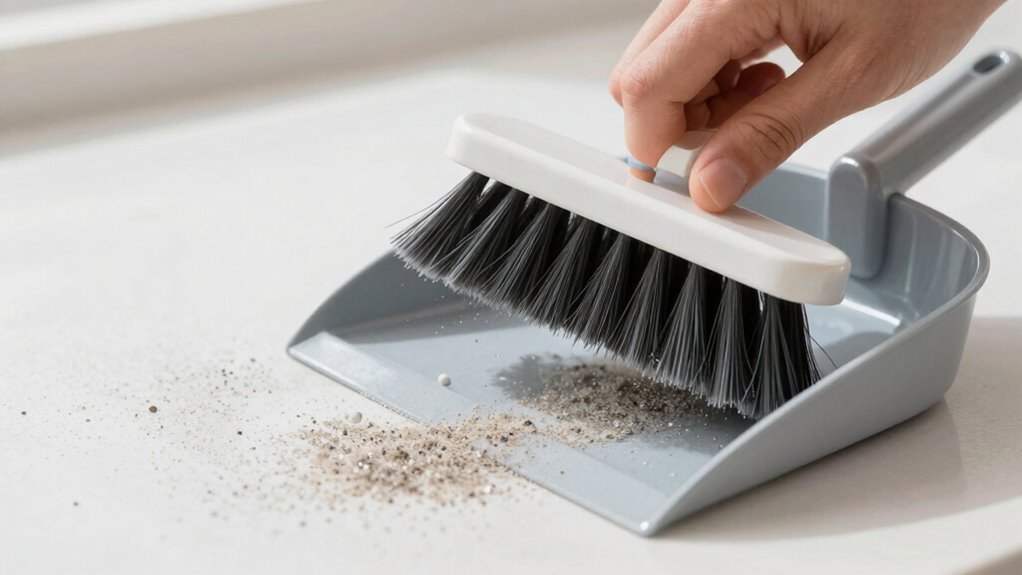 gentle sweeping or vacuuming