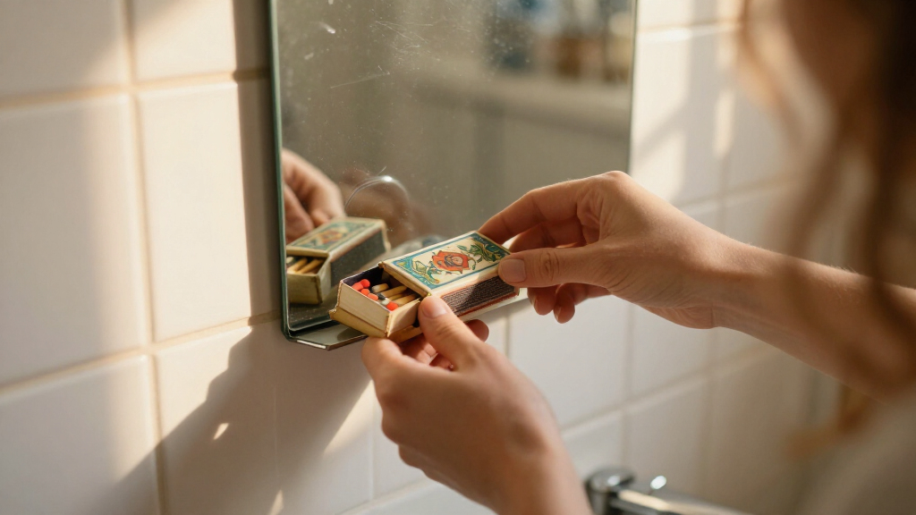 She Put Vintage Matchboxes On Her Tiny Bathroom Mirror, And It’s The Cutest Storage I’ve Seen