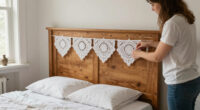She Uses Doilies To Decorate A Headboard With Vintage Charm