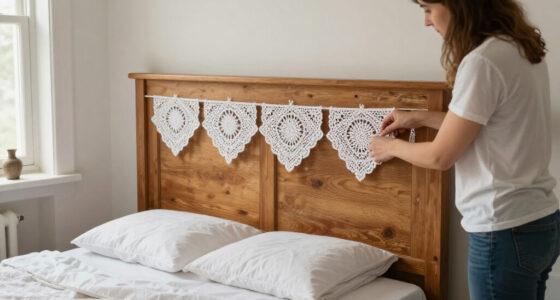 She Uses Doilies To Decorate A Headboard With Vintage Charm
